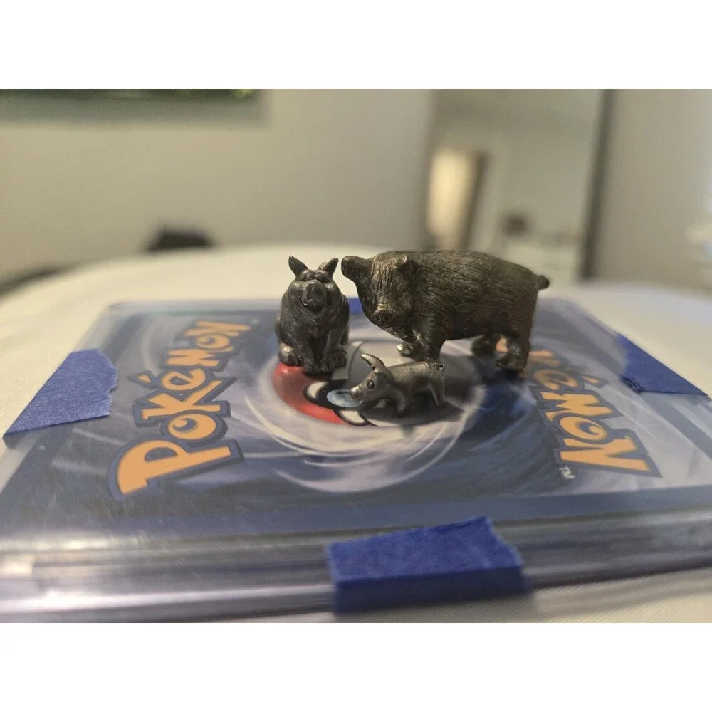 Vintage 1970's Pewter Miniature Hog Pig Figurines Figure Collectible Doll House